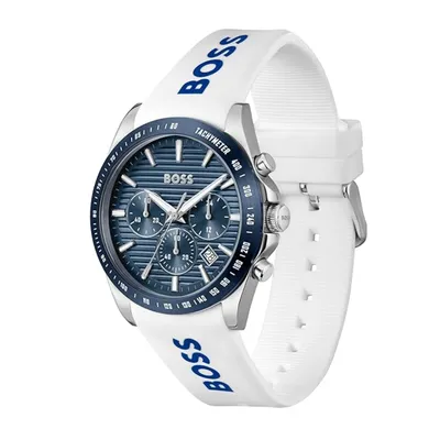 Hugo Boss Men's STRIKE Chronograph Silicone Band Blue-White Watch
